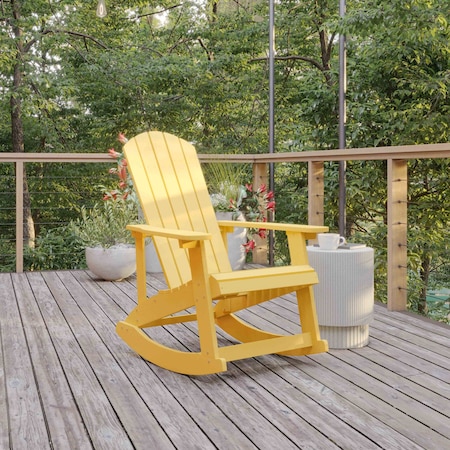 Flash Furniture Yellow Poly Resin Adirondack Style Rocking Chair JJ-C14705-YLW-GG